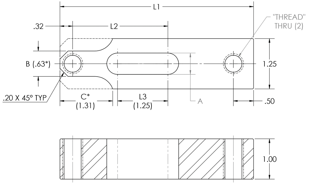 Single Bar Heel Rest Tapped Hole