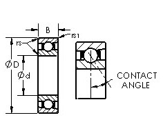 7002AC angular contact ball bearings diagram