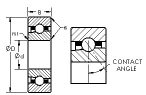 B7006C/HQ1 angular contact ball bearings diagram