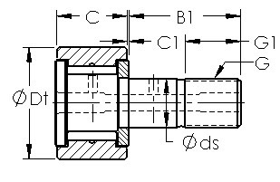 CF24 cam follower roller bearing cad drawing