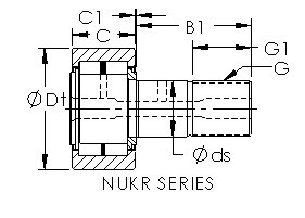 NUKR80 cam follower roller bearing cad drawing