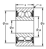 5207ZZ double row angular contact ball bearings diagram