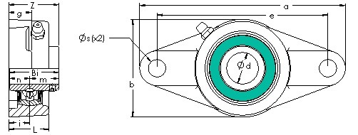 SUCTFL210 two bolt flanged pillow block cad drawing