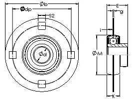 BF210-4B-50SMM - Four bolt stamped steel bracket  CAD drawing