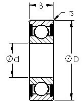 1635-2RS commerical inch series ball bearings diagram