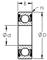 1604ZZ commerical inch series ball bearings diagram