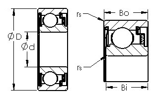 WC87501 felt sealed single row ball bearings diagram