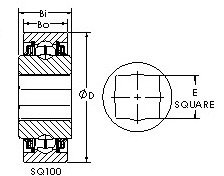 SQ111-108 square bore ball bearing drawings