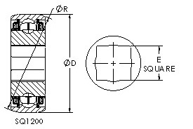 SQ1209-104 square bore ball bearing drawings