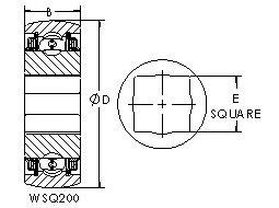 GWSQ211-108 square bore ball bearing drawings