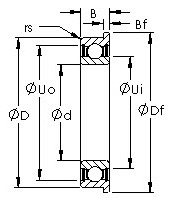 F63800-2RS  thin section  ball bearing drawings