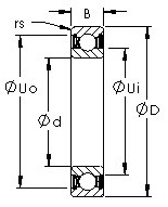 6912-2RS  thin section  ball bearing drawings