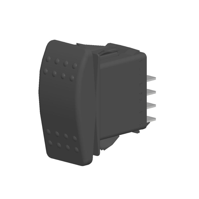 Contura II Black Rocker Switch with No Lens and .250 Tab (Q.C.), 10 Terminal base