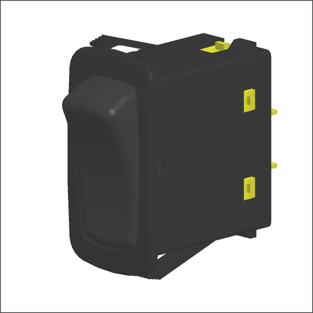 Black Rocker Switch with No Lens/No Lens and .187 Tab (Q.C.) terminals