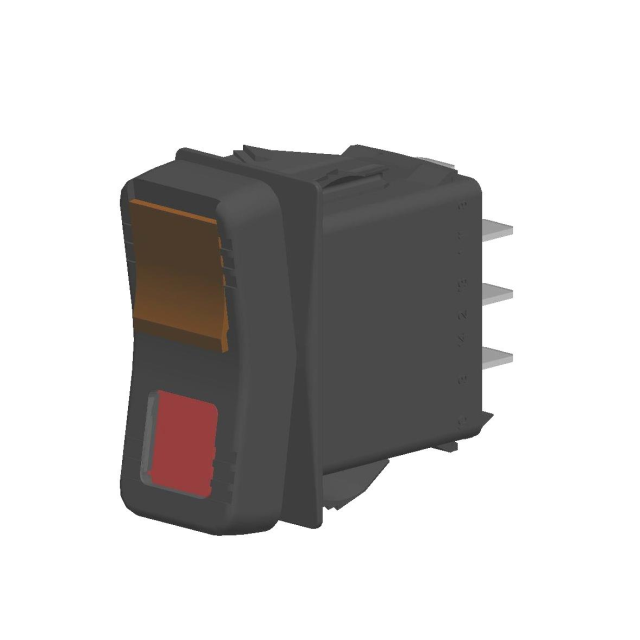 Locking, Contura X Rocker Switch with Safety Orange lock, Red Lens, and .250 Tab (Q.C.), 10 Terminal base