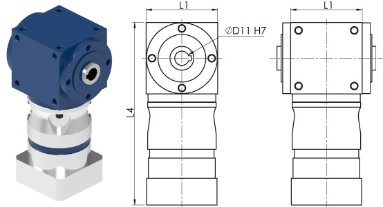 VC-K High-Ratio Spiral Bevel Gearbox with motor mount