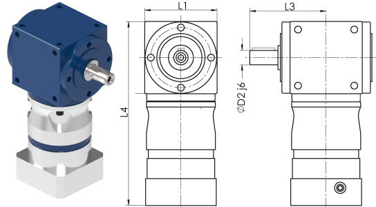 VC-W High-Ratio Spiral Bevel Gearbox with motor mount