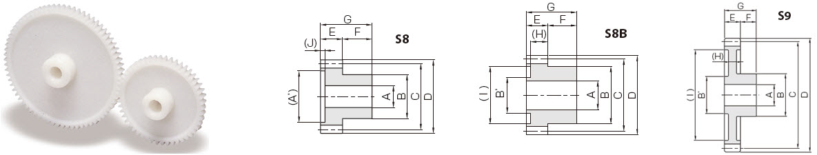 KHK DS0.5-48, Module 0.5, 48 Tooth, Injection Molded Spur Gears