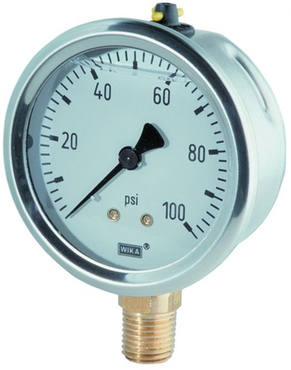 Manometro PRM 0-100 PSI / 0-7 Bar - Cassa In Acciaio 2" Attacco Posteriore 1/4" NPT Ottone - Foto 3